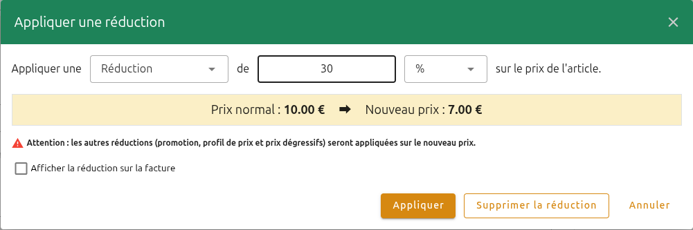 Configuration des commandes